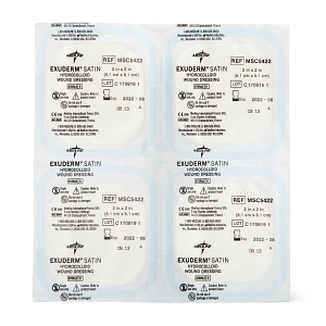 DRESSINGS, HYDROCOLLOID: EXUDERM SATIN HYDROCOLLOID WOUND DRESSING, 2" X 2"