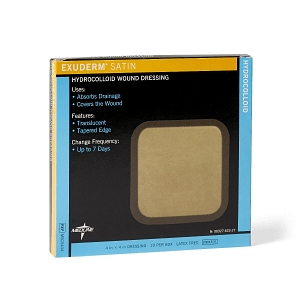 DRESSINGS, HYDROCOLLOID: EXUDERM SATIN HYDROCOLLOID WOUND DRESSING, 4" X 4"
