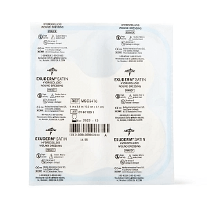DRESSINGS, HYDROCOLLOID: EXUDERM SATIN HYDROCOLLOID WOUND DRESSING, SACRAL, 4" X 3.6"
